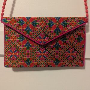 Pink Patterned Envelope Crossbody Bag